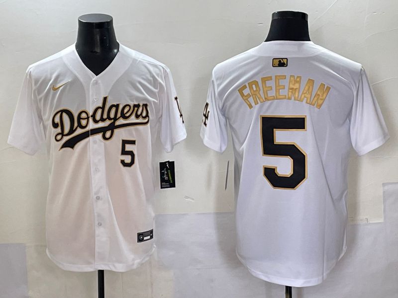 Men 2025 Los Angeles Dodgers #5 Freeman White Gold Nike MLB Jersey style 6271->los angeles dodgers->MLB Jersey